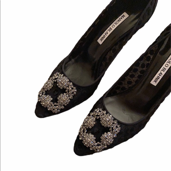 Manolo Blahnik Hangisi Polka Dot Mesh Heels Pump - Picture 4 of 10